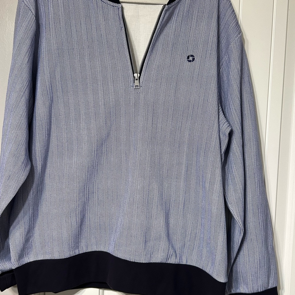 Lands End Men Chevron Pattern Pull Over Sweater Xl  46-48 NWOT Front Zip Ptp 26